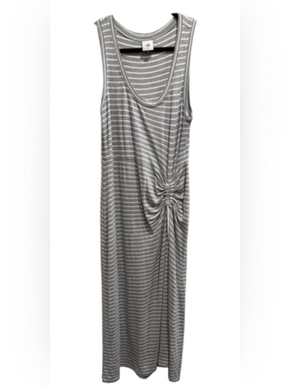 CAbi Gray and White Striped Maxi Dress Size Medium.